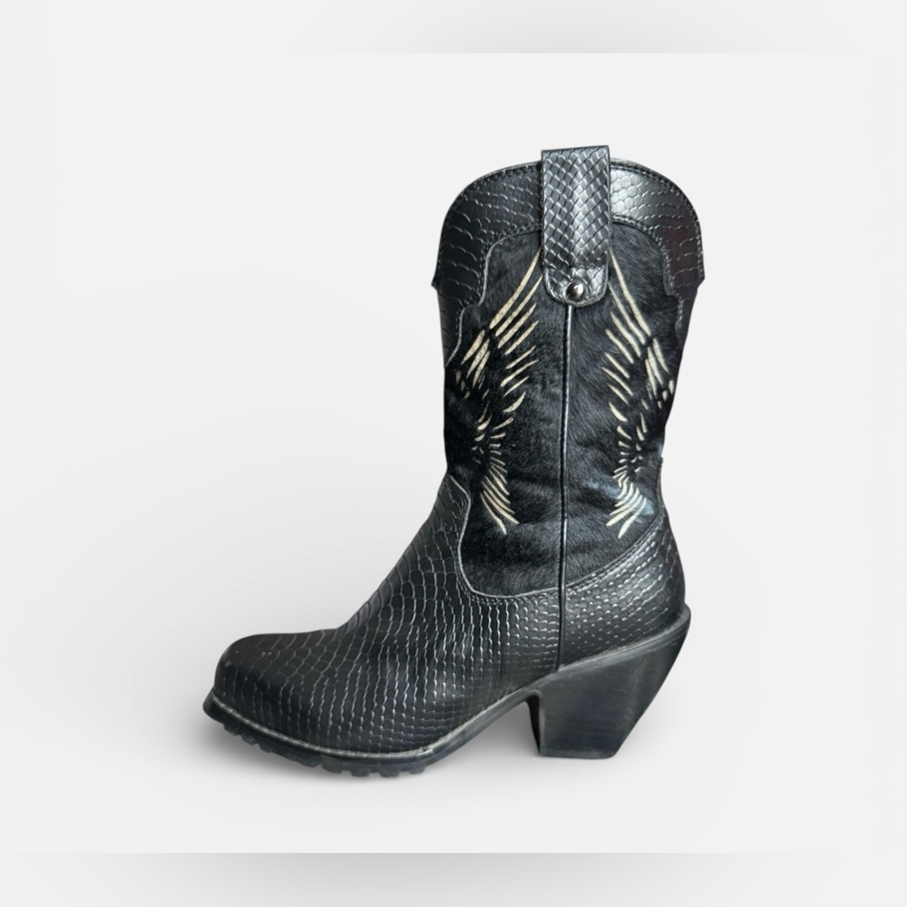 2/$25 RideTecs Womens Black 11in Laser Eagle Boot Leather Motorcycle